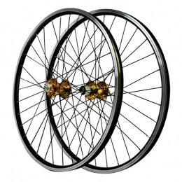 SJHFG Pièces de rechanges SJHFG 26" Ensemble Roues Vélo, Bike Roue Avant 32H Moyeu Avant 2 Arrière 4 Roulements Frein À Disque Roues VTT Frein en V (Color : Yellow)