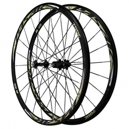 SJHFG Pièces de rechanges SJHFG Ensemble Roues Vélo 700C, Jante VTT Double Paroi Quatre Roulements Libération Rapide Volant D'inertie 7-12 Vitesses Roues de Vélo de Route (Color : Tyrant Gold)