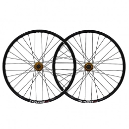 TANGIST Roues VTT TANGIST Roue de Vélo 26 Pouces Paroi Double VTT Jante Libération Rapide Disc-Brake Roues Rapide Frein À Frein À Disque Hybride Paire 32H de Roues VTT 7 8 9 10 Vitesses (Color : Gold)