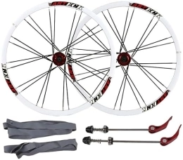 UPVPTK Pièces de rechanges UPVPTK Roues de vélo de Montagne 26 Pouces, Tambour en Alliage de Jante à Double Mur de 24h MTB Vélo SheelSet Libération Rapide Frein à Disque 7 8 9 10 Vitesse Wheels (Color : White, Size : 26inch)