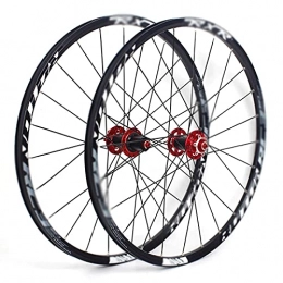 FDSAA Roues VTT VTT Hors Route Carbone Roues 26 / 27.5 / 29 Pouces Frein À Disque 5 Roulements 7-11 Vitesses Roues De Vélo (Color : Rouge, Taille : 26inch)