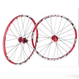 CTRIS Roues VTT Vélo Roues 26" / 27.5" Pouce De Montagne Vélo De Montagne Double Mur Alliage Frein À Disque Borge De Disque Scellé Roulement Rapide 24h 8 / 9 / 10 / 11 (Color : Red, Size : 26in)