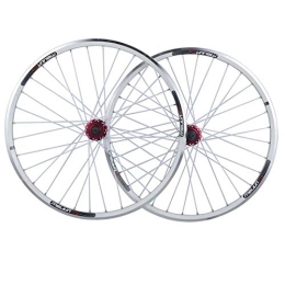 WRNM Pièces de rechanges Vélo Roues 26 Pouces Paire Roues Vélo, VTT Roue Vélo Montagne Avant Arrière Jante Alliage Double Couche Frein Disque Roulement Scellé 32 Trous 7 8 9 10 Cassette (Color : White)