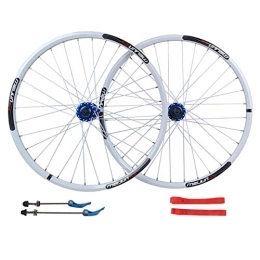 WRNM Roues VTT Vélo Roues Paire Roues Vélo 26, VTT Roue De Vélo Montagne Avant Arrière Jante Alliage Double Couche Frein À Disque À Roulement Scellé 32 Trous 7 8 9 10 Cassette (Color : White)