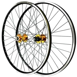 CTRIS Roues VTT Vélo Roues Vélo De Montagne Wheelset 26 Pouces VTT Double Alliage Wall Rims Disc / V Frein Frein QR Hubs De Roulement Scellé 7 / 8 / 9 / 10 / 11 Vitesse Cassette 32h (Color : Yellow)