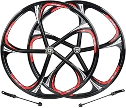 SJHFG Roues VTT Wheelset Jette de Frein à Disque de vélo de Montagne 26inch, Jante à vélos Roue intégrée Set de Roue à relâche Rapide for 7 / 8 / 9 / 10S Cassette Volant Road Wheel (Color : Black, Size : 26")