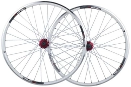 SJHFG Pièces de rechanges Wheelset Rim en Alliage à Double Mur de 26 Pouces, MTB Ensemble de Roues de vélo de Montagne QR Cassette Hubs 32 Trou V / Disc Frein 7 8 9 10 Speed Road Wheel (Color : White, Size : 26inch)