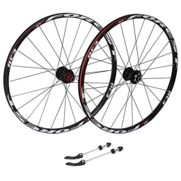 WRNM Roues VTT WRNM Vélo Roues 26 Pouces Vélo De Montagne, Alliage D'aluminium CNC Paroi Double Libération Rapide V-Brake Roues De Vélo Disque Trou 8 9 10 11 La Vitesse 24 Trous (Color : Red, Size : 26inch)