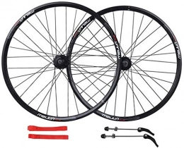 YSHUAI Roues VTT YSHUAI Jantes de vélo VTT à double paroi, frein à disque pour pneus de 1, 35 à 2, 35 mm, moyeu à cassette 7 à 10 vitesses, 32H QR, noir