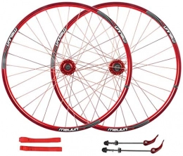 YSHUAI Roues VTT YSHUAI Roues de vélo VTT 66 cm à double paroi avec frein à disque pour pneus 1, 35–2, 35 mm, moyeu à cassette 7–10 vitesses, 32H QR, rouge