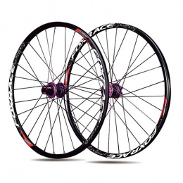 ZHENHZ Roues VTT ZHENHZ Jante VTT 26 / 27, 5"(Avant + Arrière) Paire de Roues de Vélo de Montagne en Alliage d'aluminium Ultraléger VTT Jante Frein à Disque 32H 7-11Vitesses QR, Violet, 27.5