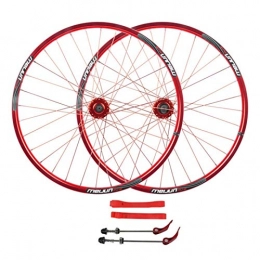 ZNND Roues VTT ZNND Jantes à vélo 26in, Alliage d'aluminium de Frein à Disque Double à Double Mur 7 / 8 / 9 / 10 Vitesse Mountain Bike Roues Support 26 * 1.35-2.35 Pneus (Color : Red)