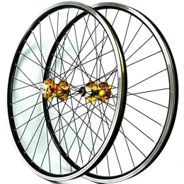 ZYHDDYJ Pièces de rechanges ZYHDDYJ Ensemble de roues de vélo de 66 cm pour l'avant, 2 arrière, 4 roulements, moyeu à libération rapide, disque V-Brake à 6 griffes pour vélo de montagne 7-11 vitesses (couleur : moyeu doré)