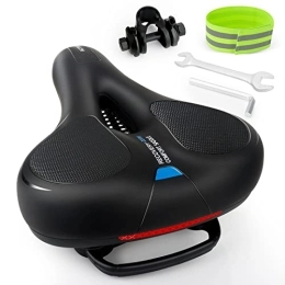 CS COSDDI Sièges VTT CS COSSDI Selle de vélo Coussin de siège de vélo en Mousse à mémoire de Forme, Large, Doux, Confortable, Respirant, Absorbant Les Chocs, Selle de vélo Ergonomique avec Bandes réfléchissantes étanches