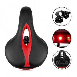 CXQA Sièges VTT CXQA Selle de vélo, Coussin de Selle de vélo de Rechange Large avec feu arrière, Balle Absorbant Les Chocs Double, imperméable, Respirante et Douce, Fit VTT, la Plupart des vélos, pour Tous, Red