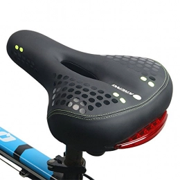 Extrbici Pièces de rechanges Extrbici Selle de vélo de montagne respirante et résistante aux chocs en cuir souple creux avec 5 LED feu arrière (vert)