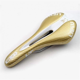 HIXISTO Pièces de rechanges HIXISTO Selle VTT，Selle De VéLo Selle Vélo Route Carbone Cuir Tapis de Selle de vélo Coussin VTT Avant du vélo Gel Seat Cover Pièces vélo (Color : Gold White)