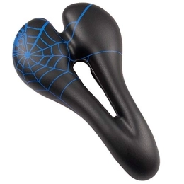 luckiner Pièces de rechanges Housse de selle de vélo large et souple rembourrée pour VTT - Coussin de siège creux respirant - Noir et bleu