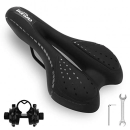 IREGRO Sièges VTT IREGRO Selle de vélo de Montagne en Gel, Coussin de Siège de Vélo de Remplacement avec Protection Contre la Pluie Confortable Hommes Femmes, Absorption des Chocs et Respirant pour VTT (Noir)