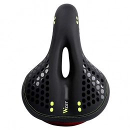 KJRJKX Pièces de rechanges KJRJKX Selle de vélo, Selle vélo avec feu arrière Thicken Widen VTT Vélo Selles Doux Confortable vélo Creux Faire du vélo Selle (Size : Widen Black Green)