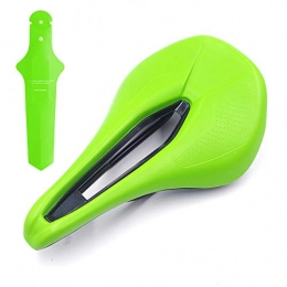 LHSJYG Pièces de rechanges LHSJYG Selle VTT, Selle de vélo Selle de vélo MTB Road Vélo Racing Saddles Selles Siège Large Respirant Soft Coussin de Coussin (Color : Green with fenders)