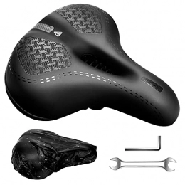 QXMCOV Sièges VTT Selle de Vélo, QXMCOV Selle de Velo Gel Ultra Confortable Ergonomique, Siège de Vélo en Cuir Respirante avec Housse Étanche et Outils pour VTT / Bicyclette / Vélo de Route / Vélo de Montagne (Black)