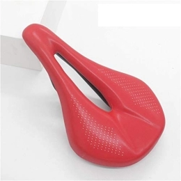 RETHPA Pièces de rechanges Selle de Vélo, Selle VTT PU + Fibre de Carbone Selle Route VTT VTT Vélo Selle Homme Cyclisme Selle Trail Confort Courses Seat Rouge Blanc (Color : Red 143MM)