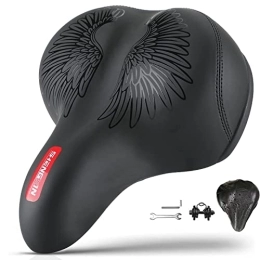 VIEWALL Pièces de rechanges Selle de vélo, Selle VTT Universelle Extra Large et Confortable avec Coussin Epais Absorbant Les Chocs avec Bande Réfléchissante Elevée pour Homme et Femme