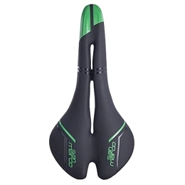 TTSJSM Sièges VTT Selle VTT Large VTT Selle de bicyclettes Saudle Selle Selle Selle Selle Vélo Selle Selle Bicyclette Hollow Soft PU Cuir Selle VéLo De Route (Color : Black Green)