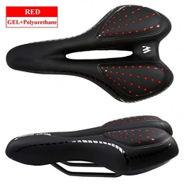 QEYIMFXA Sièges VTT VTT Selle vlos vlo Sige Silicone Skidproof Route VTT Selle Gel de silice Coussin vlo Selle New Upgraded Red