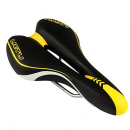 Jings Asientos de bicicleta de montaña Jings Cojín de Asiento de Bicicleta, MTB Bicicleta de Carretera Cojín Ancho Cojín de Silicona Superficie de Cuero de PU Gel Relleno de sílice Ciclismo cómodo, Amarillo