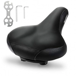 supregear Repuesta SupreGear Asiento de Bicicleta, Base Extra Ancha Asiento de Silln de Bicicleta Cmodo Acolchado para Bicicletas en Interiores, Hombres y Mujeres, Ajuste Universal (Negro)