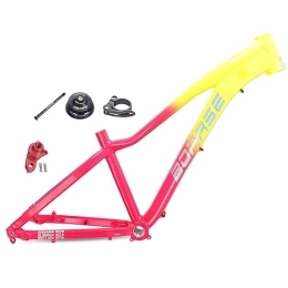 DHNCBGFZ Repuesta Cuadro De Bicicleta Montaña 26 Pulgadas Cuadro Bicicleta Montaña Rígido Aleación Aluminio Cuadro Bicicleta Eje Pasante 142*12MM DX / XC / 4X Enrutamiento Interno Todas Las Montañas ( Color : Pink yellow )