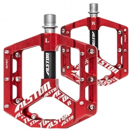 Alston Pedales de bicicleta de montaña Alston Pedales para bicicleta, pedal de bicicleta MTB CNC mecanizado plataforma pedal, 9 / 16" 3 rodamientos sellados bicicleta de montaña pedal para adultos y jóvenes con reemplazable antideslizante