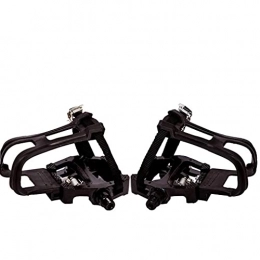 LHDD Pedales de bicicleta de montaña Clips de los pies para bicicleta de pedales pedales con correas del dedo del pie del clip de aleación de aluminio para Spin Bicicletas Estáticas Indoor Negro 1 par accesorios de la bici