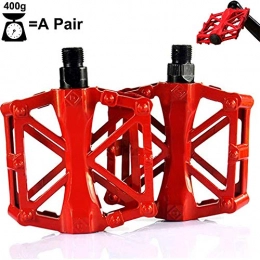 DERU Pedales Bicicleta, Mountain Pedales Bicicleta, Bicicleta de MTB/BMX Pedales, Pedales de Bicicleta de Montaña Duraderos Ultraligeros Antideslizantes de Aluminio (Rojo)