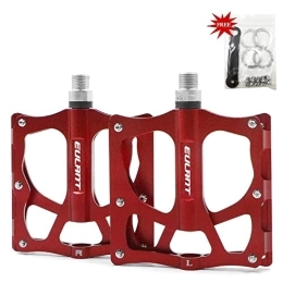 EULANT Pedales de bicicleta de montaña EULANT Amplio Plataforma Pedales MTB, Pedales Bicicleta Montaña Antideslizantes, Rodamientos de Tres Piezas Sellado, Pedal para Cycling Ciclismo MTB BMX Bike Bicycle Bicicleta Montaña, Rojo