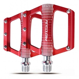 FDSJKD Pedales de bicicleta de montaña FDSJKD MTB Bike CNC Pedal Road Bicicleta Plegable Ultralight Aley Aley Aloy Anode UD Rodamiento Electroplating Pedal Pie (Color : Red)