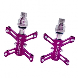 FITYLE Pedales de bicicleta de montaña FITYLE Pedal Ligero de aleación de Aluminio para Bicicleta Plegable Brompton, Pedales de Bicicleta de montaña Pedal de Bicicleta MTB de liberación rápida con - Purple