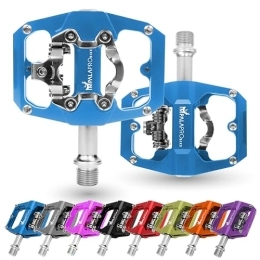 IMPALAPRO Repuesta IMPALAPRO - Pedales Mixtos MTB Compatibles con Shimano SPD - Pedales MTB Mixtos de Doble Función Pedales Plataforma y Pedales SPD - 3 Rodamientos Sellados - 9 / 16 Pulgadas (Azul)