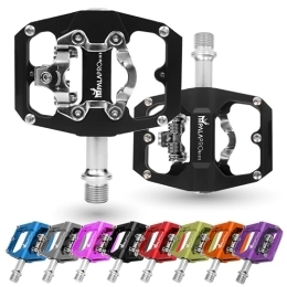 IMPALAPRO Pedales de bicicleta de montaña IMPALAPRO - Pedales Mixtos MTB Compatibles con Shimano SPD - Pedales MTB Mixtos de Doble Función Pedales Plataforma y Pedales SPD - 3 Rodamientos Sellados - 9 / 16 Pulgadas (Negro)