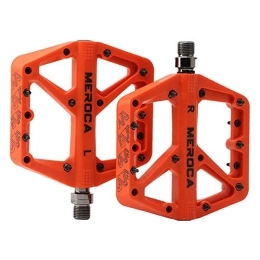 Leeadwaey Pedales de bicicleta de montaña Leeadwaey Pedales de bicicleta de montaña BMX sellado rodamiento 9 / 16'' plataforma ancha naranja