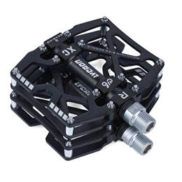 LYCAON Pedales de bicicleta de montaña LYCAON Pedales para Bicicletas, Pedal de Bicicleta Antideslizante de Aleación de Aluminio CNC, para Bicicleta de Carretera MTB BMX Mountain Road de 9 / 16" (Negro)