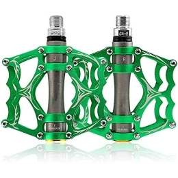 Mu Pedales de bicicleta de montaña Pedales de bicicleta MU 9 / 16 pulgadas eje CNC aluminio con rodamientos sellados antideslizante, pedales para bicicleta de montaña BMX universal, verde