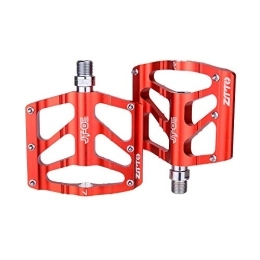 ANCLLO Pedales de bicicleta de montaña Pedales de metal Aleación 3 Rodamientos Antideslizante de aluminio Pedales planos Pedales de bicicleta de montaña Plataforma de bicicleta Pedales ligero rojo para BMX Ciclismo Ligero