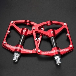 Rwlre Pedales de bicicleta de montaña Rwlre Pedales de Bicicleta, Bicicleta de montaña Pedales de Bicicleta Ciclismo Ultraligero Aleación de Aluminio 4 Rodamientos MTB Pedales Bicicleta Pedales Flat BMX (Color : Red)