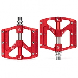 XYXZ Repuesta XYXZ Bicycle Platform Flat Pedal Aluminum Alloy Bearing Pedal Mountain Bike Riding Accessories Bicycle Board, Red