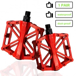 ZONSUSE Pedales MTB, Antideslizante Durable De Ligeros Pedali Bicicleta Pedal, De Aluminio Rodamiento De Acero Cromado 9/16"para Mountain Bike Trekking, Carretera, BMX, Montaa (Rojo)