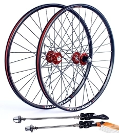 OMDHATU Ruedas de bicicleta de montaña Juego de Ruedas de 26 Pulgadas for Bicicleta de montaña Llantas con Freno de Disco Rodamiento Sellado Soporta Cassette de 8-10 velocidades Cierre rápido Delantero 100mm Trasero 135mm (Color : Rosso)