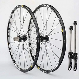 Xiami Ruedas de bicicleta de montaña MTB de ruedas de 26 pulgadas del freno de disco CNC de aluminio llantas de aluminio de 10 velocidades Cassette Cubo de liberación rápida Negro (rueda de la rueda delantera + trasera) ( Size : 26" )